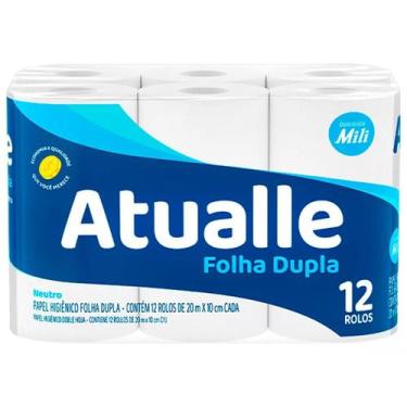 Imagem de Papel Higiênico Atualle Folha Dupla Neutro 12 rolos - Mili, 12, 20m
