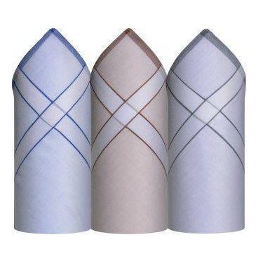 Imagem de Lenço presidente masculino caixa com 3 unidades 100% algodão, Azul, Ma