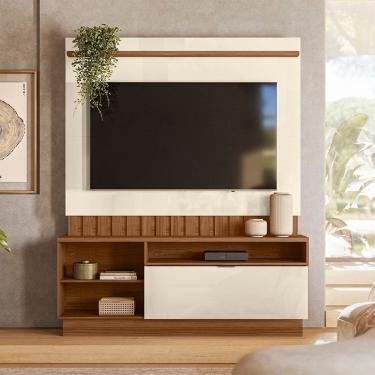 Imagem de Estante para Tv 60 Polegadas Diamantina Amêndoa / Perola Metalizado