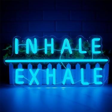 Imagem de Dracey Inspire E Expire Letreiros De Neon De Led Para Decoração De Parede, Letreiro De Neon De Ioga, Arte De Parede Motivacional, Luz Neon Usb Para Arte De Pilates, Decoração De Parede De Estúdio De I