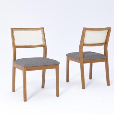 Imagem de Kit 2 Cadeiras Madeira Maciça Telinha e Estofado em Linho Bella - Cimo
