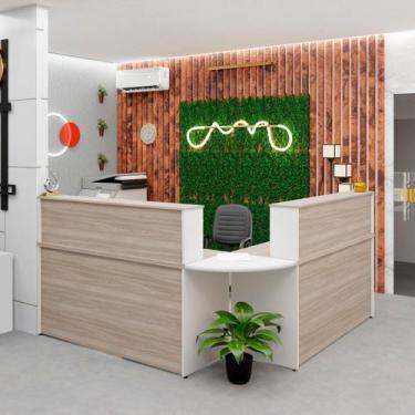 Imagem de Balcão Atendimento de Canto em L Recepção Consultório 140x60cm - Netmo