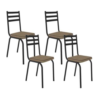 Imagem de Kit Com 04 Cadeiras 118 Preta Corino Rattan Artefamol