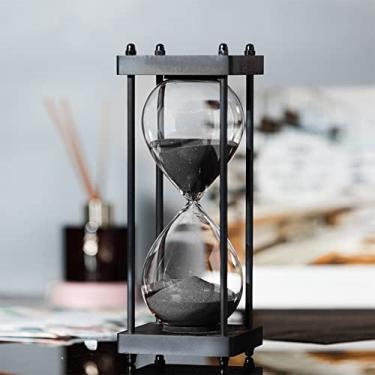 Imagem de Ampulheta grande de 60 minutos, moldura preta decorativa com areia preta