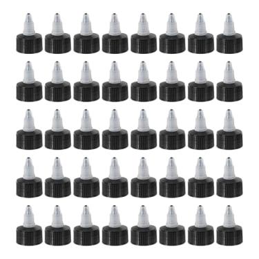 Imagem de PATIKIL Tampas de garrafa torcidas 28/410, 40 peças de tampas de substituição de garrafas de plástico com borda nervurada com junta de espuma para tampas de tinta, distribuição de cola, preto