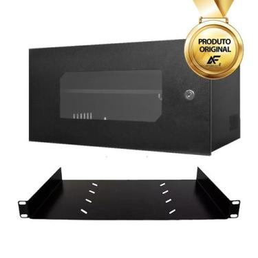 Imagem de Mini Rack Organizador 5u Dvr Cftv Switch Com Bandeja E Tampa - AferMix