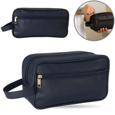 Imagem de Necessaire Masculina Grande Organizadora Couro bolsa porta objeto Viag