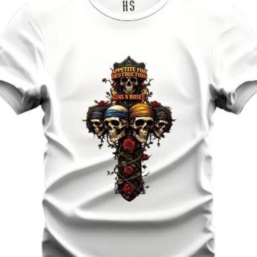 Imagem de Camiseta Personalizada Plus P ao G3 Guns N' Roses Cruz e Caveira - Hs,
