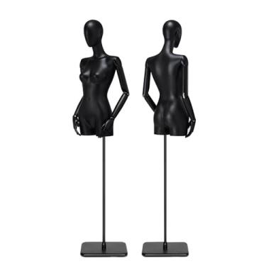 Imagem de Mannequin Manequins de varejo para corpo feminino, altura ajustável de 60,62 a 78,74 pol., torso de manequim destacável, braços de madeira maciça, base de metal