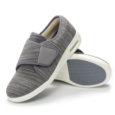 Imagem de QHBPMGAD Sapatos femininos para diabéticos, sapatos femininos de largura larga para idosos, fecho de ajustável, antiderrapante, respirável, leve, pés inchados para caminhada e edema, Tênis feminino