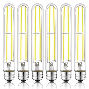 Imagem de NOVELUX Lâmpada LED E26 de 7,3 polegadas 6W regulável, lâmpadas Edison de luz do dia 5000K 800 LM, equivalente a 80 Watt Tubular T10 T9 Lâmpada de vidro transparente longa para arandelas de parede de