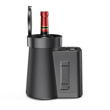 Imagem de Resfriador De Vinho Elétrico, Garrafa Única, Balde De Gelo Elétrico Para Vinho, Refrigerador De Garrafas De Vinho E Bebidas Balde De Gelo Elétrico Para Vinho,2-20 graus ajustáveis-black