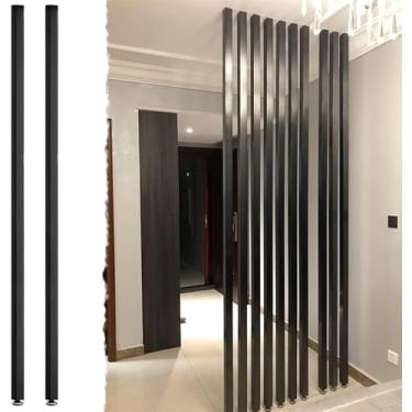 Imagem de Divisor De Quarto 2pcs Moldura Preta Separador De Quarto De Madeira, Divisória De Parede Personalizada Piso Ao Teto Ripas De Madeira, Decoração De Cama/sala De Estar/cubículo