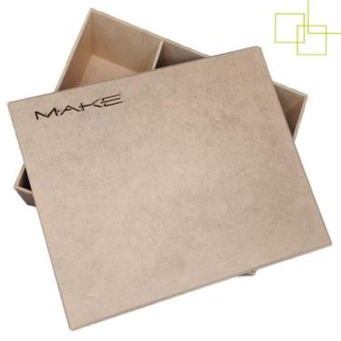 Imagem de Caixa Porta Maquiagem e Pinceis em MDF Make com Divisórias 23x19x8 - E