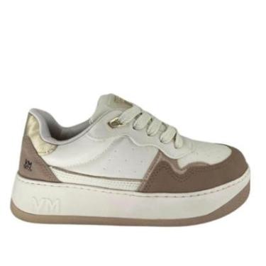 Imagem de Tênis Via Marte feminino off White com bege e dourado casual 209-005-10-Feminino