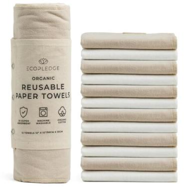 Imagem de Toalhas de papel reutilizáveis EcoPledge, algodão orgânico espesso de 
