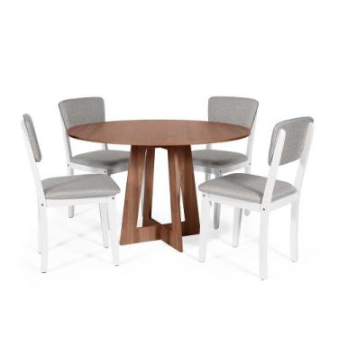 Imagem de Mesa de Jantar Redonda Montreal Noronha com 4 Cadeiras Estofadas Ella 