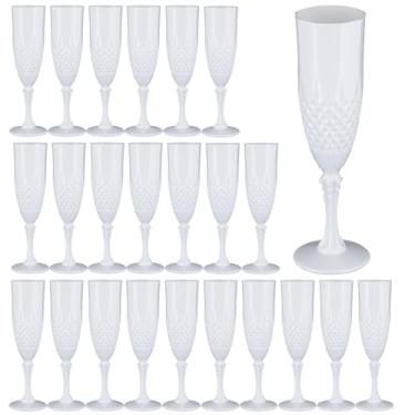 Imagem de Rkyhwowby Taças de champanhe de plástico, taças de vinho, taças de champanhe inquebráveis, reutilizáveis para casamentos, despedidas de solteiro, brindes e eventos (24, branco)