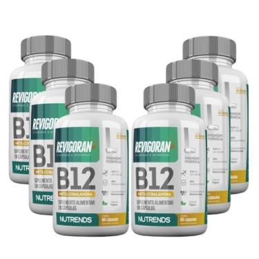 Imagem de 6x Revigoran Vitamina B12 9,9mcg Nutrends 60 Cápsulas, Sem Sabor