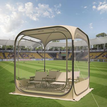 Imagem de EAST OAK Tenda esportiva transparente de TPU – 72 L x 72 L x 86,6 A, barraca de bolhas pop-up ao ar livre com proteção solar e tapete à prova d'água para 4-5 pessoas, cápsulas ventiladas estáveis à