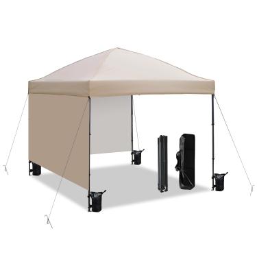 Imagem de Barraca dobrável de 25 x 25 cm com 2 paredes laterais, tenda de proteção solar para festas ao ar livre, tenda portátil para eventos de acampamento na praia com bolsa de transporte e 4 sacos de areia