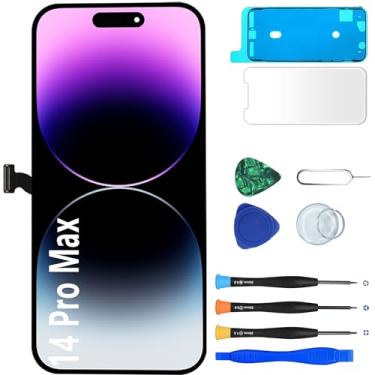 Imagem de Tela de substituição para iPhone 14 Pro Max, tela LCD sensível ao toque 3D com fita adesiva à prova d'água e kit de ferramentas de reparo (modelo: A2894, A2651, A2893, A2895)