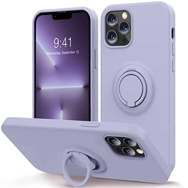 Imagem de MOCCA Compatível com iPhone 13 Pro Max Case 17 cm com suporte de anel |Silicone líquido|Forro de microfibra |Capa protetora anti-arranhões de corpo inteiro à prova de choque para iPhone 13 Pro Max Women - Roxo claro
