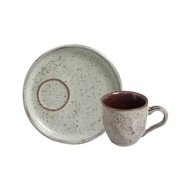 Imagem de Conjunto com 6 Xícaras De Café Orgânico 70ml com 6 Pires Descentraliza