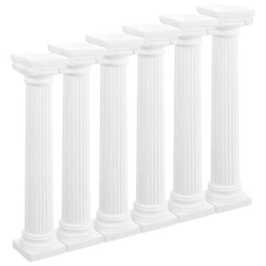 Imagem de VICASKY Colunas e pilares decoração grega para decoração coluna de casamento pedestal romano decorativo branco 6 peças estátua pilar museu estátuas mini 17. 00x3. 20x3. 20 cm