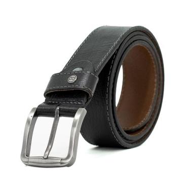 Imagem de Cinto Masculino Democrata Denim Casual Couro Legítimo Largo Fivela Con
