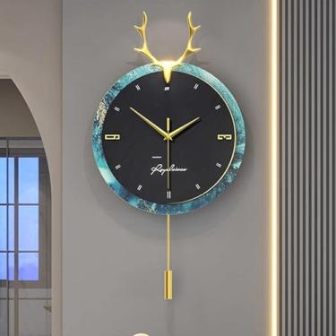 Imagem de Relógio de parede de arte moderna relógio de pêndulo de personalidade, relógio de parede, relógio de quartzo, moderno, silencioso, sem tiquetaque, decoração de cabeça de veado, relógio de quartzo