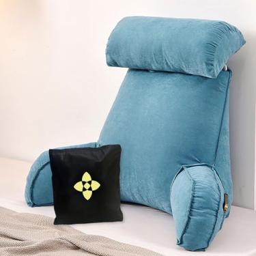 Imagem de Almofada de leitura/suporte lombar – Almofada para abraçar – Almofada de suporte com apoios de braço – lombar – Costas – Descanso de cama – Jogos – Capa lavável – Alça de transporte – Travesseiro para