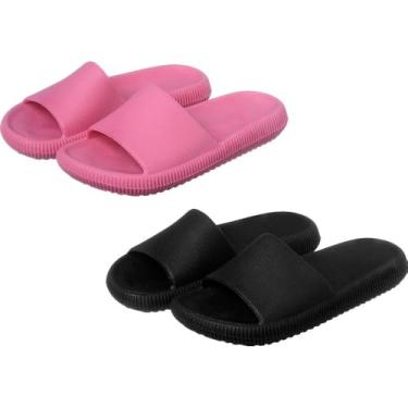 Imagem de Pares Chinelo Nuvem Unissex, Slide Macio, NumeraçãO Igual Nos Dois Pares,(Preto/Pink,33/34)