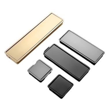 Imagem de Puxador de porta escondido de cozinha preto dourado embutido maçaneta invisível para armário puxadores embutidos móveis Hardwar 2 peças (6020-160 mm ouro)