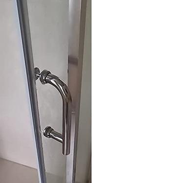 Imagem de Puxadores de porta de aço inoxidável resistentes para chuveiro de banheiro, porta deslizante simples, móveis domésticos acessórios de hardware de porta de vidro (tamanho: 145 mm) ()