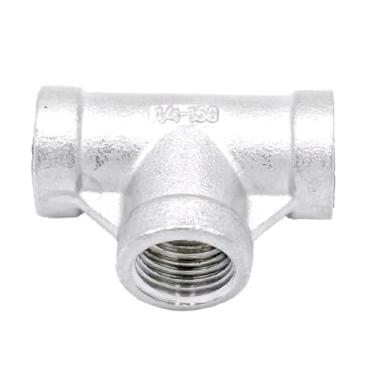 Imagem de WWECCQIJ 1/10.2 cm BSP rosca fêmea igual 3 vias 304 conector de encaixe de tubo de aço inoxidável acoplamento para água ar gás