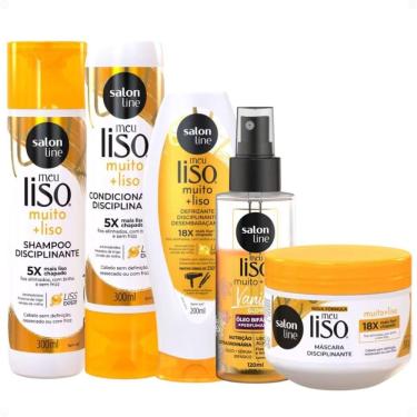 Imagem de Kit Salon Line Meu Liso Muito + Liso: Shampoo, Condicionador, Máscara 300g, Defrizante e Óleo Bifásico 120ml