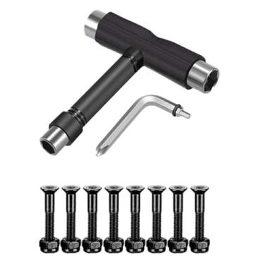 Imagem de Ferramenta de skate multifuncional para skate, 10 peças, chave Allen tipo T e chave Phillips tipo L com 8 parafusos, acessórios de longboard