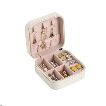 Imagem de Estojo de joias de viagem – presentes de agradecimento ao professor – pequena caixa organizadora de viagem, itens essenciais de viagem, presente de Natal para mulheres e meninas – bege