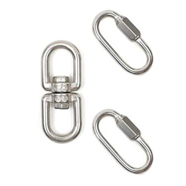 Imagem de Cadbibe Mosquetão Oval Com Fecho Rápido De Corrente M5 Aço Inoxidável 304, 2 Peças, Conector Chave, 1 Gancho Giratório Olhal Duplo M6