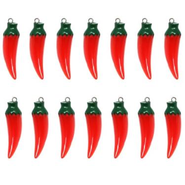 Imagem de 20 peças lindos pingentes de resina em forma de pimenta mini pingente de plástico vegetal acessórios divertidos para brincos faça você mesmo, colar, pulseira, chaveiros, artesanato