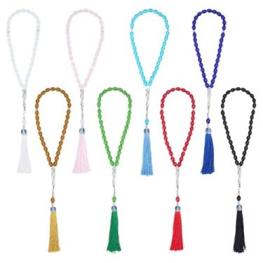 Imagem de PH PandaHall 8 cores contas de oração Tasbih contas de vidro islâmico 33 contas de rosário redondo muçulmano Misbaha Tasbeeh pulseiras para mulheres homens joias presente Eid Mubarak Ramadã muçulmanos