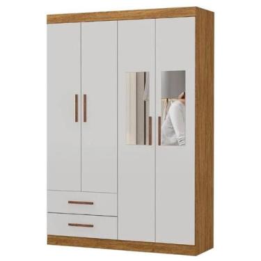 Imagem de Guarda Roupa Solteiro Hercules 4 Portas 2 Gavetas Com Espelho Carioca 