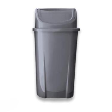 Imagem de Lixeira 60L Vai e Vem Reforçada – Cozinha, Lavanderia, Escritório – Tampa Basculante (Cinza)