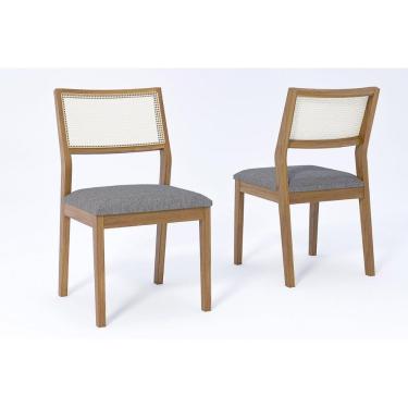 Imagem de Cadeira Sala De Jantar Bella Kit 2 Un Carvalho-linho Grafite - Cimol