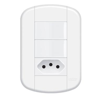 Imagem de Interruptor Duplo Com Tomada 10a Fame - 3929 Blanc