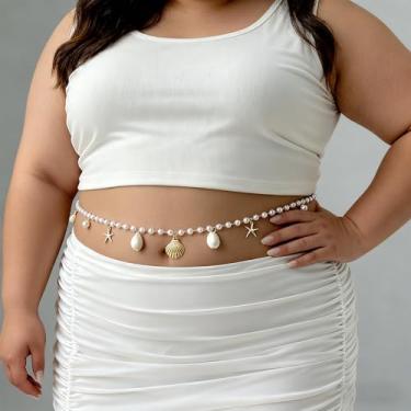 Imagem de Corrente de cintura com concha de estrela do mar dourada para mulheres, boêmio, sereia, pérola, corrente corporal, verão, praia, Havaí, acessórios de bijuteria