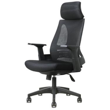 Imagem de Cadeira Giratória Nr-17 Toledo Rivatti Com Encosto De Cabeça Tela Mesh Preta Base Rodizio Nylon