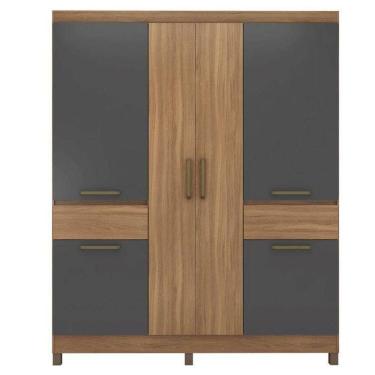 Imagem de Guarda Roupa Casal Máua Amêndola Grafito - Demóbile