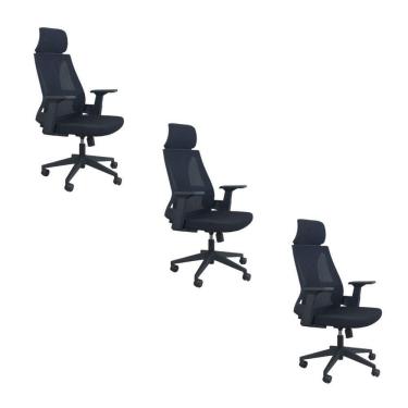 Imagem de Kit 3 Cadeiras Presidente Oficial Comfort Elite